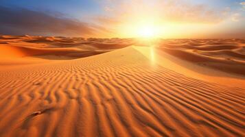 Desert dubai united arab emirates beautiful sky in the morning sunrise. Generative Ai photo