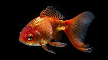 A gold fish on black background. Generative Ai photo