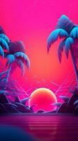 Neon Tropical Synthwave Theme 3D Abstract Background generative AI photo