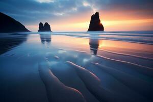 Otherworldly Twilight Beach Landscape generative AI photo