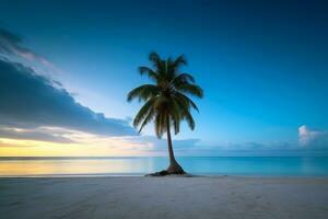 Palm Tree Against an Oceanscape Background generative AI photo