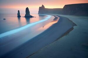 Otherworldly Twilight Beach Landscape generative AI photo