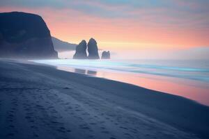 Otherworldly Twilight Beach Landscape generative AI photo