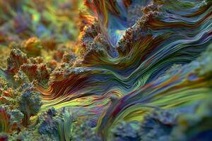 Otherworldly Rainbow Psychedelic Unique Texture Closeup Flowing Background generative AI photo