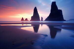 Otherworldly Twilight Beach Landscape generative AI photo