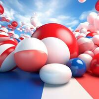 Patriotic Red White and Blue 3D Abstract Background generative AI photo
