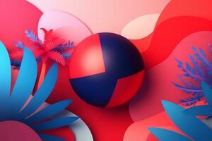 Patriotic Red White and Blue 3D Abstract Background generative AI photo