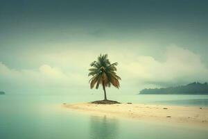 palma árbol en contra un oceanscape antecedentes generativo ai foto