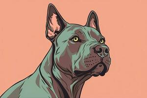 Pitbull Dog Graphic Illustration on a Monochrome Background generative AI photo