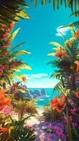 Summer Themed Lush Fractal Design Background generative AI photo