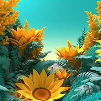 Summer Themed Lush Fractal Design Background generative AI photo