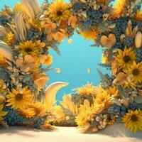 Summer Themed Lush Fractal Design Background generative AI photo