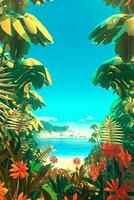 Summer Themed Lush Fractal Design Background generative AI photo