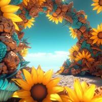 Summer Themed Lush Fractal Design Background generative AI photo