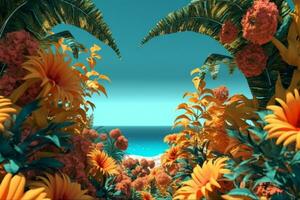 Summer Themed Lush Fractal Design Background generative AI photo