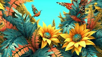 Summer Themed Lush Fractal Design Background generative AI photo