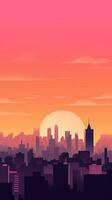 Sunset City Minimalist Background generative AI photo