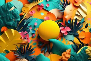 Vibrant Summer Themed 3D Abstract Background generative AI photo