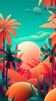 Vibrant Summer Themed 3D Abstract Background generative AI photo