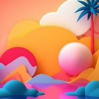 Vibrant Summer Themed 3D Abstract Background generative AI photo