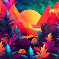 Vibrant Summer Themed 3D Abstract Background generative AI photo