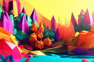 Vibrant Summer Themed 3D Abstract Background generative AI photo