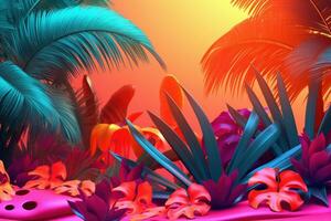 Vibrant Summer Themed 3D Abstract Background generative AI photo