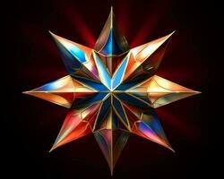 3d illustration of a colorful star on a black background generative ai photo