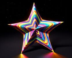 3d rendering of a colorful star on a black background generative ai photo