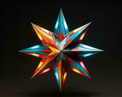 3d rendering of a colorful star on a black background generative ai photo