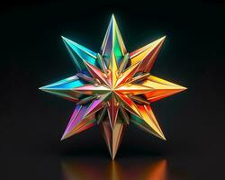 3d rendering of a colorful star on a black background generative ai photo