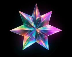 3d rendering of a colorful star on a black background generative ai photo