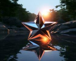 3d render of a star reflecting in water generative ai photo