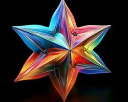 3d rendering of a colorful star on a black background generative ai photo