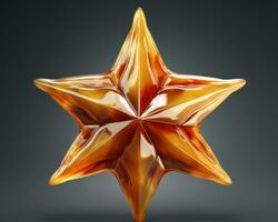 3d rendering of a golden star on a black background generative ai photo