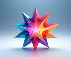 3d rendering of a colorful star on a blue background generative ai photo