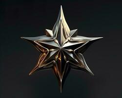 3d rendering of a metallic star on a black background generative ai photo