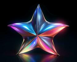 3d rendering of a shiny star on a black background generative ai photo