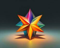 3d rendering of a colorful star on a dark background generative ai photo