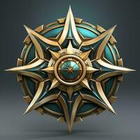 a 3d illustration of a gold and blue star on a dark background generative ai photo