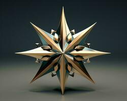 a 3d model of a golden star on a black background generative ai photo