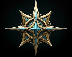 a 3d illustration of a golden star on a black background generative ai photo