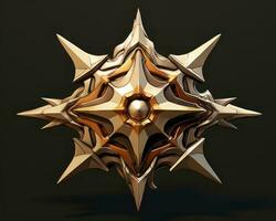 a 3d model of a golden star with spikes on it generative ai photo