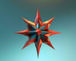 a 3d model of a red star on a blue background generative ai photo