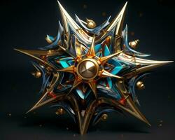 a 3d model of a star with gold and blue colors generative ai photo