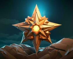 a 3d model of a star on top of some rocks generative ai photo