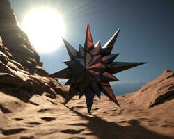 a 3d model of a star on top of a mountain generative ai photo