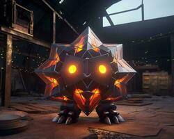 a 3d model of a star with glowing eyes generative ai photo
