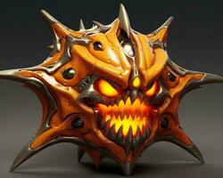 a 3d model of an orange monster with sharp teeth generative ai photo