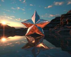 a 3d render of a star on the ground generative ai photo